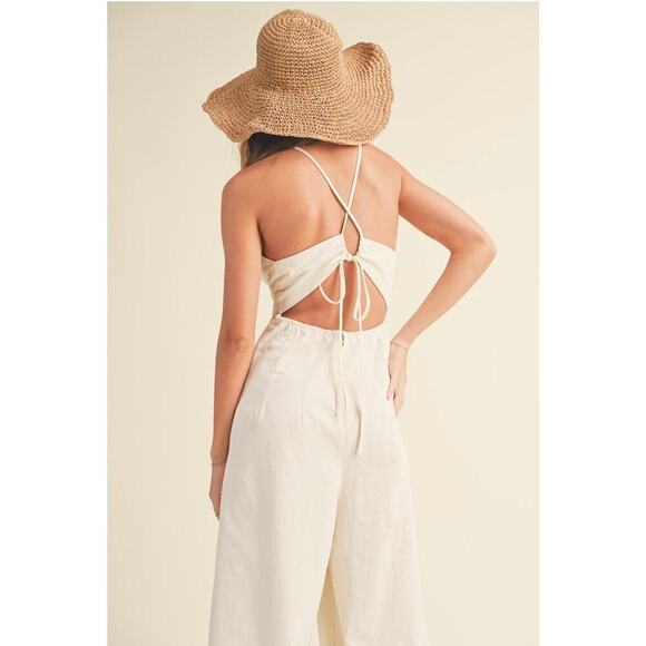 Washed Cotton Jumpsuit in Ecru - Picture 3 of 16